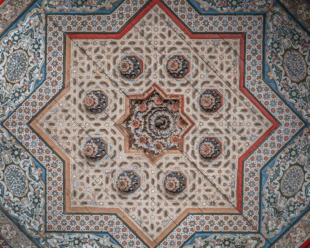 a well-adorned palace ceiling