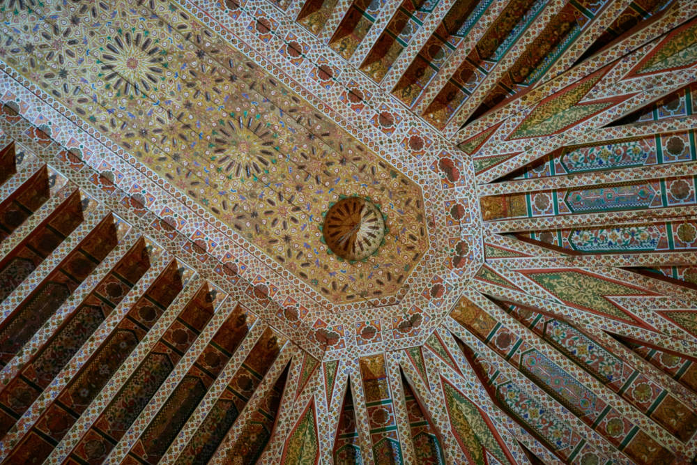 well-embellished palace ceiling