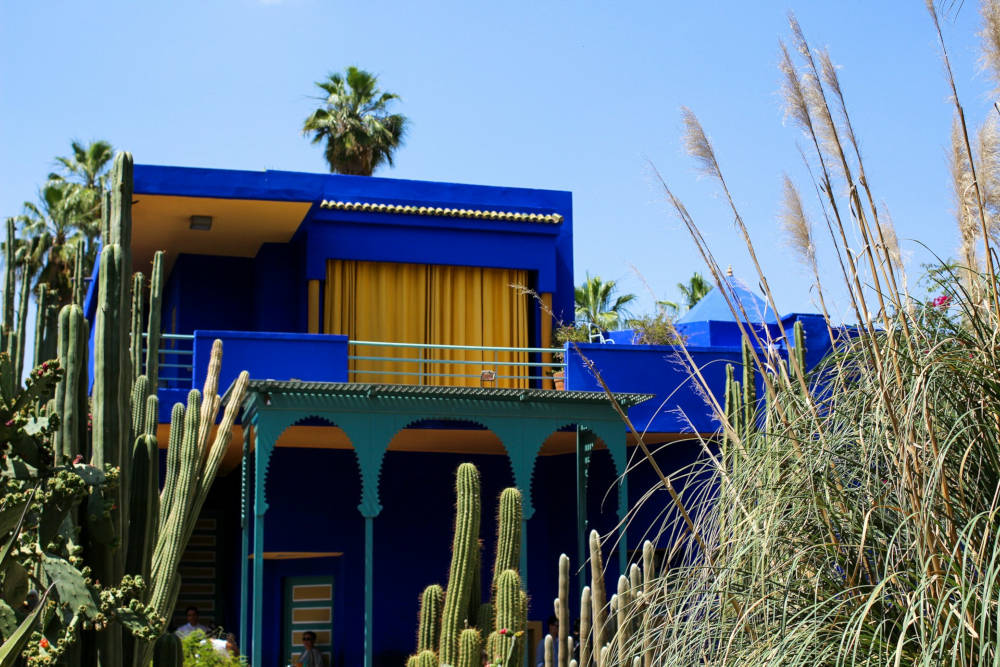 a blue cubic villa