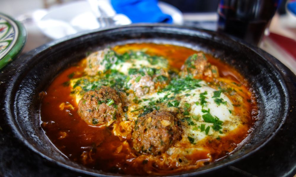 Moroccan kefta tagine dish